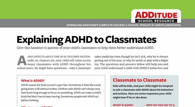 Forklaring av ADHD til klassekamerater