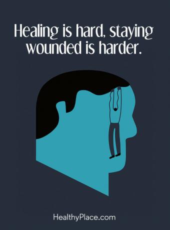 Sitat på mental helse - Heling er vanskelig, å holde seg såret er vanskeligere.