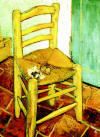 Van Goghs maleri av en stol og rør